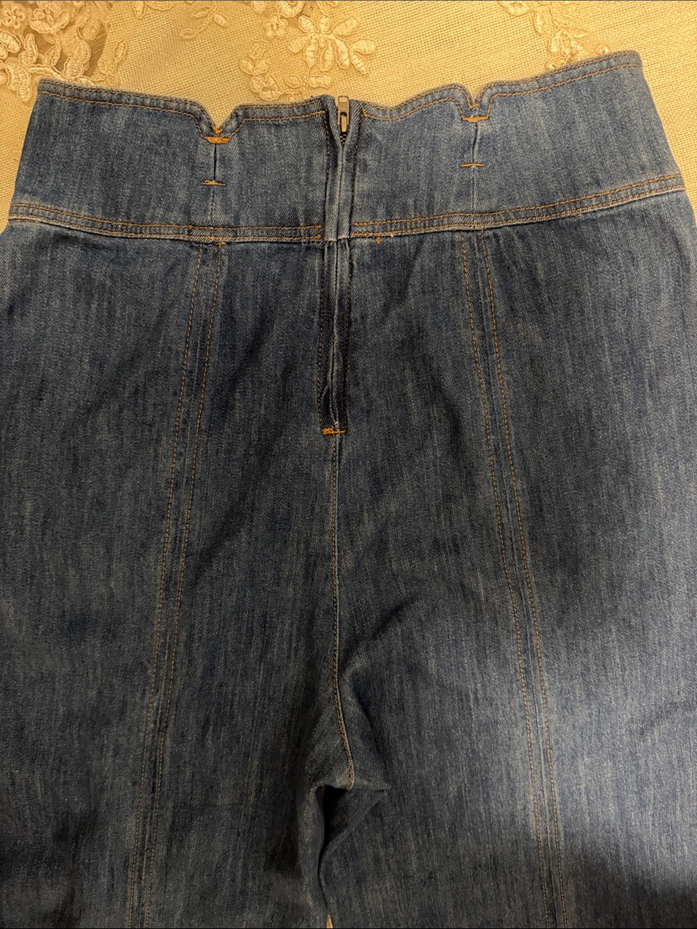 Pilcro Anthropologie Dark Blue Wide-Leg High-Rise Jeans with Button Detail - Picture 8 of 8